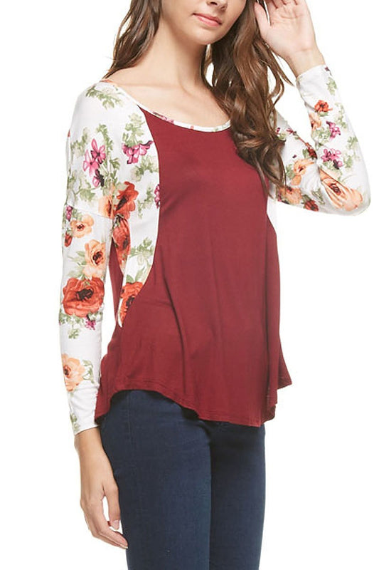 Floral raglan sleeve top (EF5034)