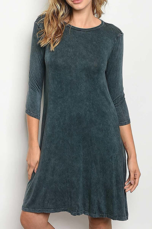 Crew neck wash dress (DED3502-LAST)