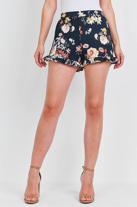 Ruffle hem detail floral print shorts (DGB3156)