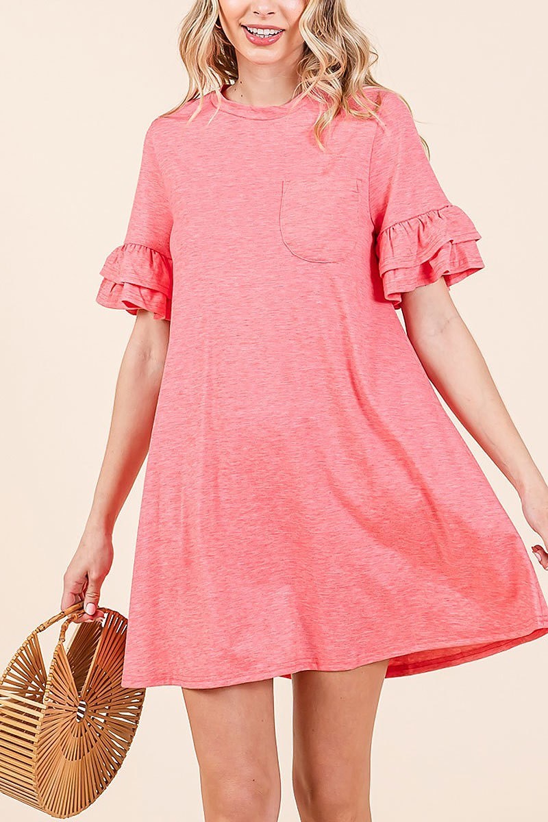 French terry pocket t-shirt dress (EDH2164)