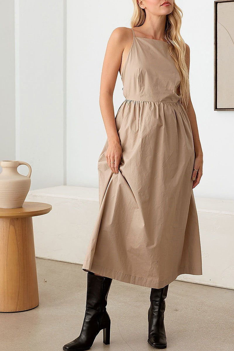 Open tie back a line midi dress (TED2740)