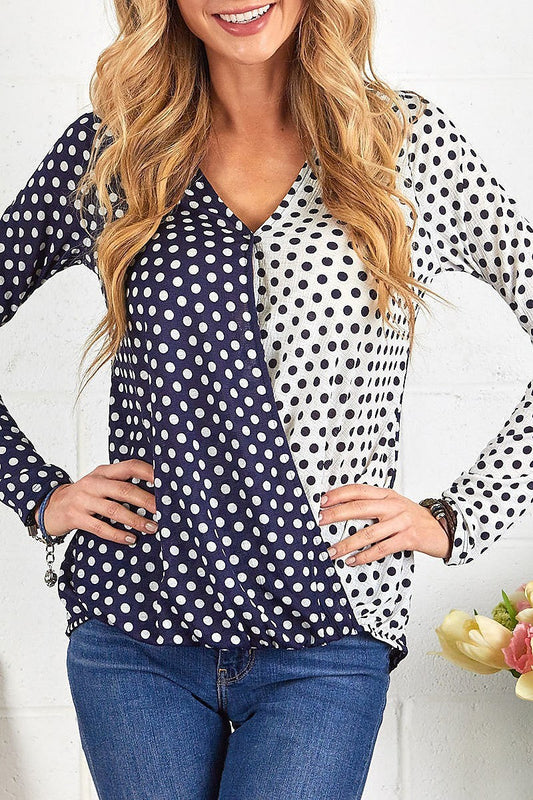 Two color polka dot top (EF4878)