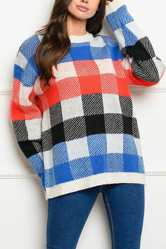 Long sleeve checker sweater (EDWT4045)