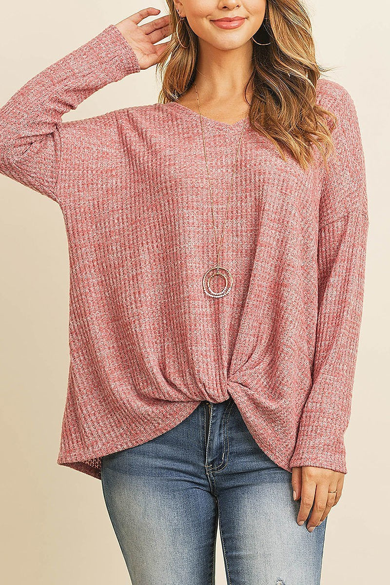 Twist front v neck loose fit top (ED8050)