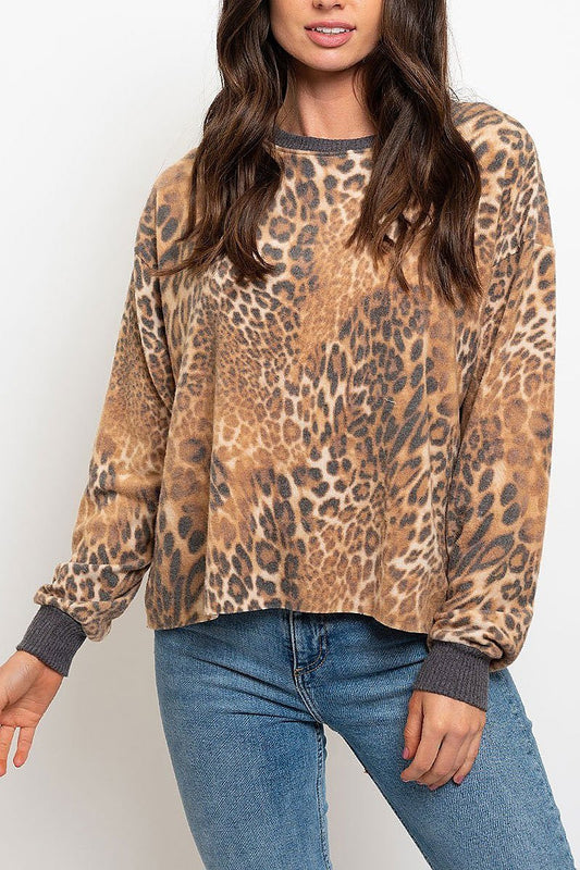 Animal print long sleeve top (EDWT2387)