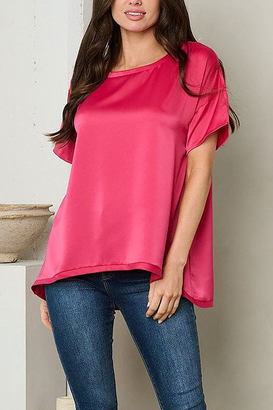 Short sleeve tunic blouse top (EFWT2165-TOP)