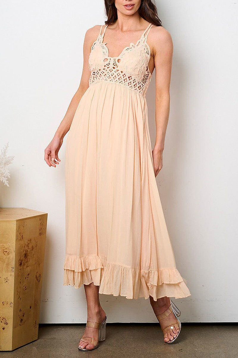 Sleeveless open back detailed maxi dress (EFWT9074)