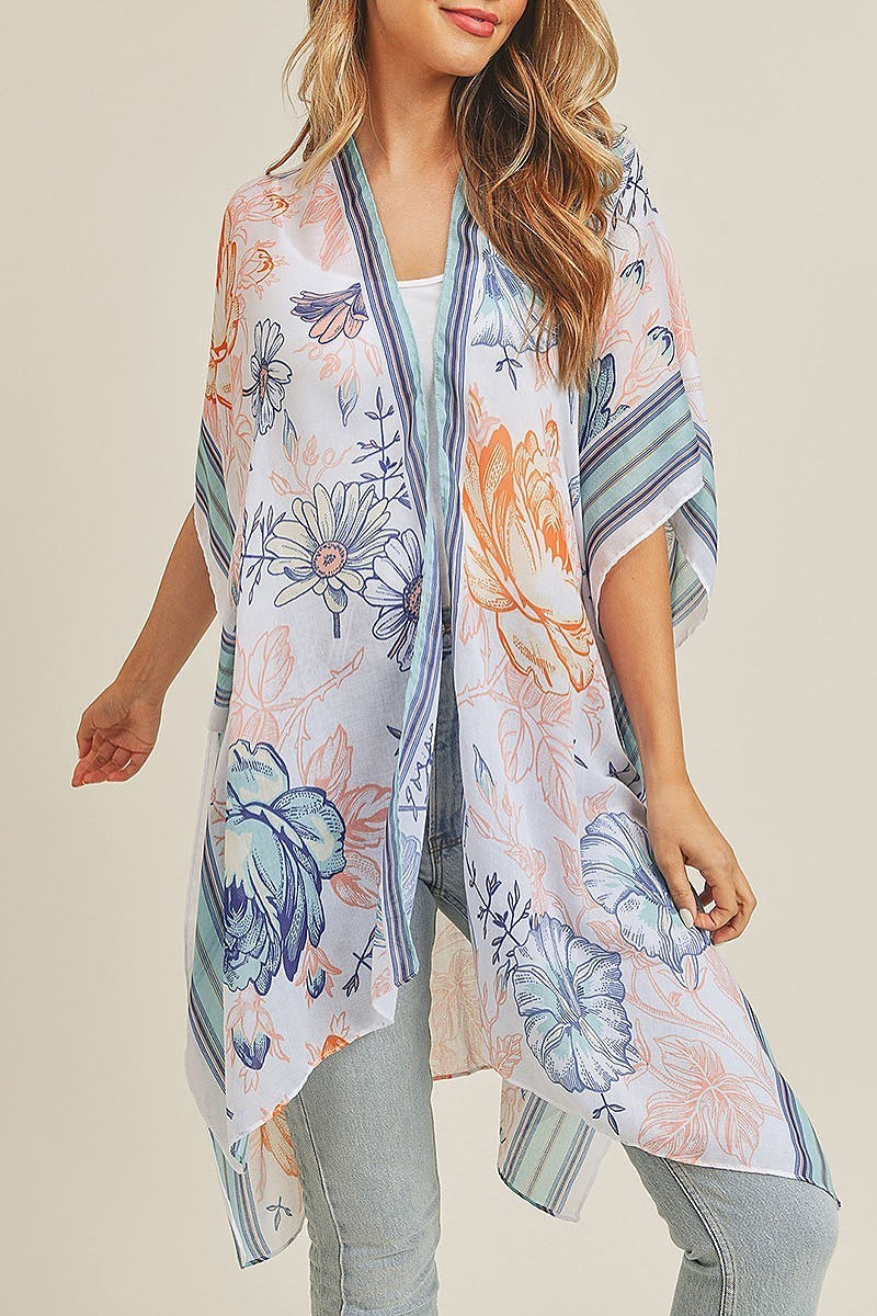 Boho multi flower pattern kimono (EF3404)