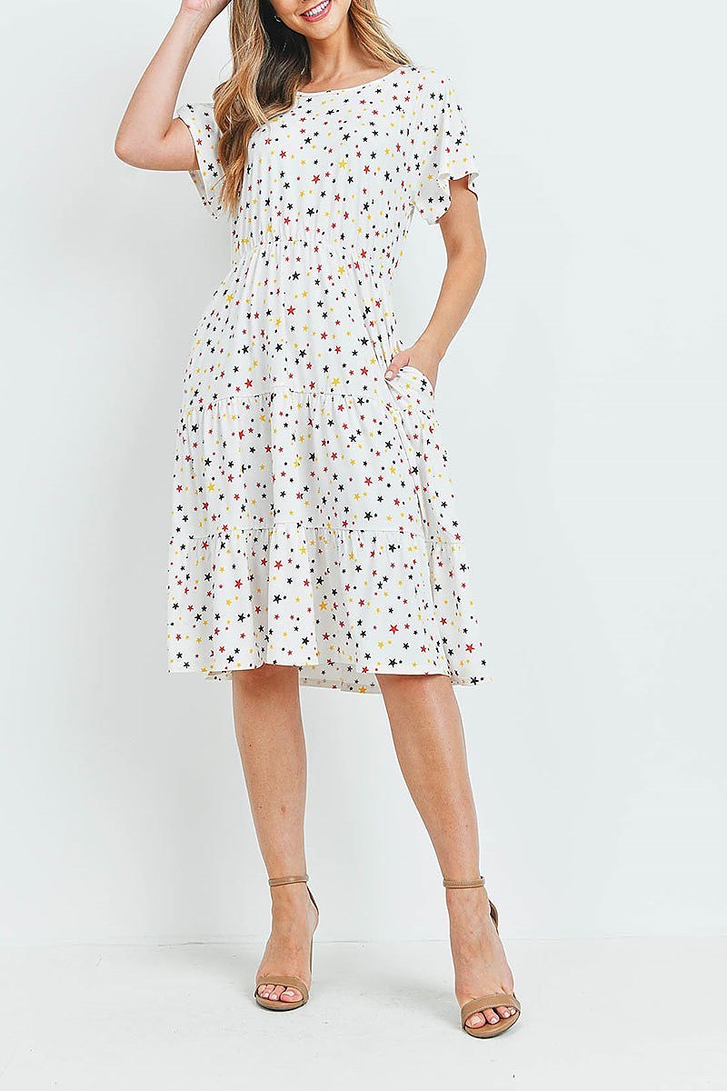 Multi color stars a line tiered dress (DED6510)