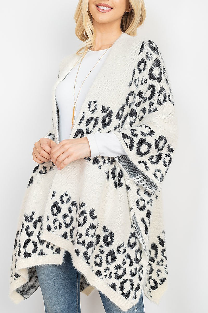 Leopard print sweater kimono (DGS5337)