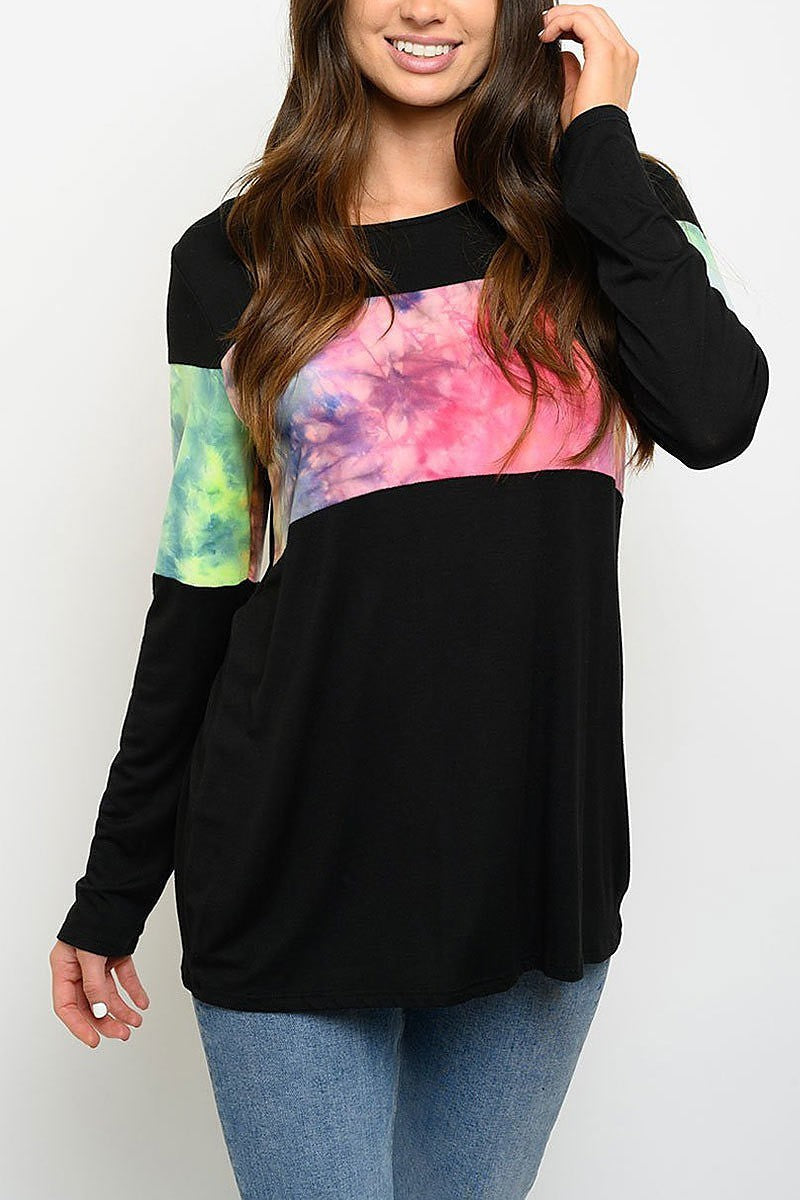 Tie dye tunic long sleeve top (EDWT3072)