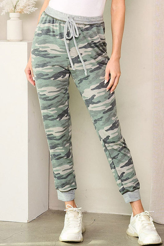 Camo print pockets jogger pants (EFWT3670)