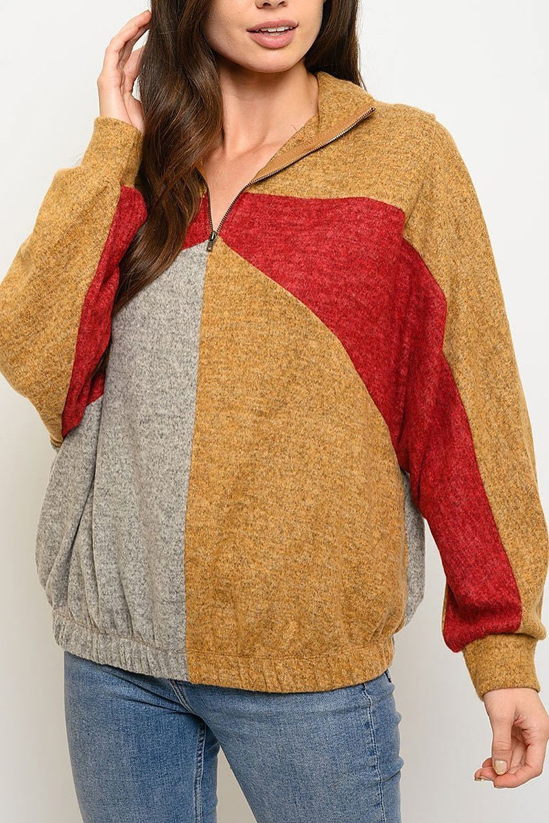 Color block long sleeve sweater (EDWT3713)