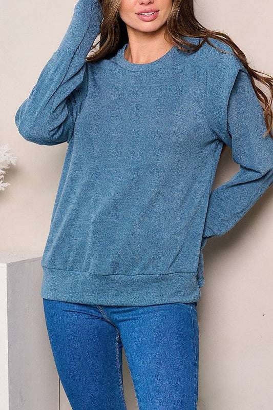 Long sleeves shoulder detailed top (EFWT3865)