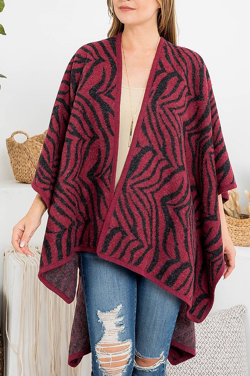 Zebra print fuzzy knee length kimono (DGS5758)