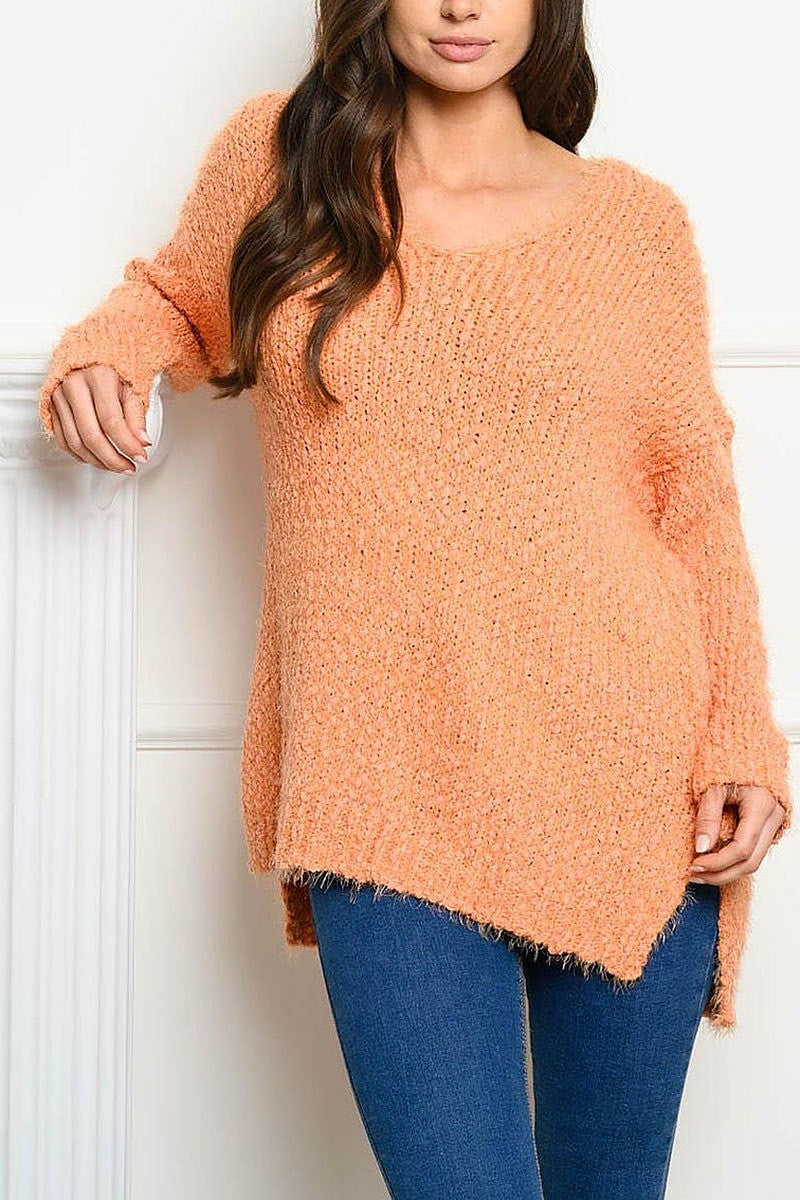 Long sleeve v neck sweater (EDWT4046)