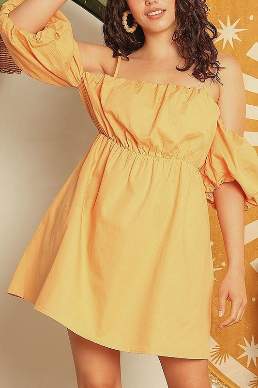 Puff sleeve off shoulder mini dress (TED1847)