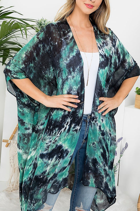 Tie dye bohemiian open front kimono (EF3265)