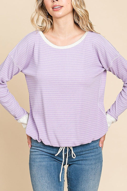 Boatneck stripe knit pullover (EDH1404)