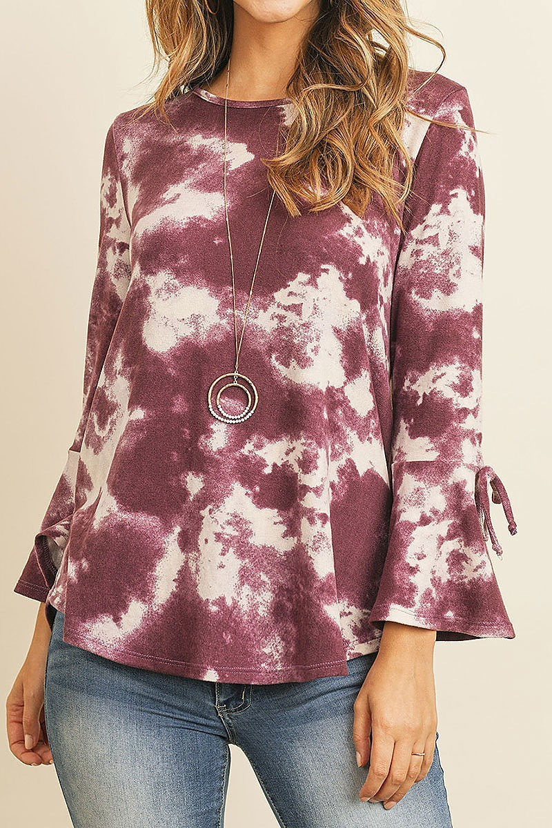 Bell sleeve tie dye loose fit top (ED8022-1)