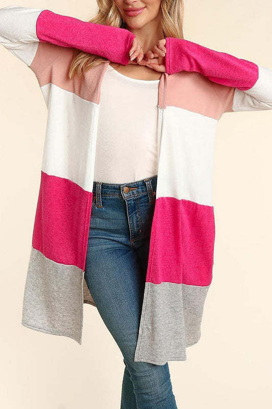 Color block sweater knit cardigan (ETBM4416)