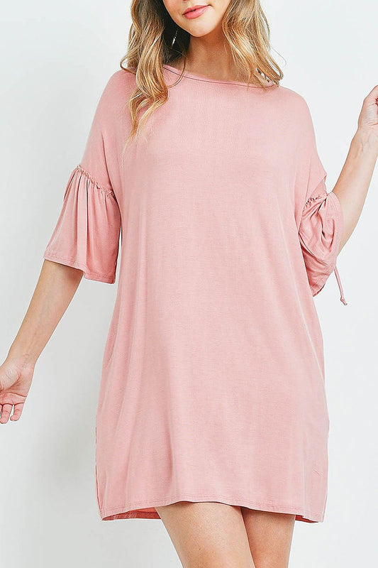 Ruffle sleeve pocket detail tunic dress (DED6161)