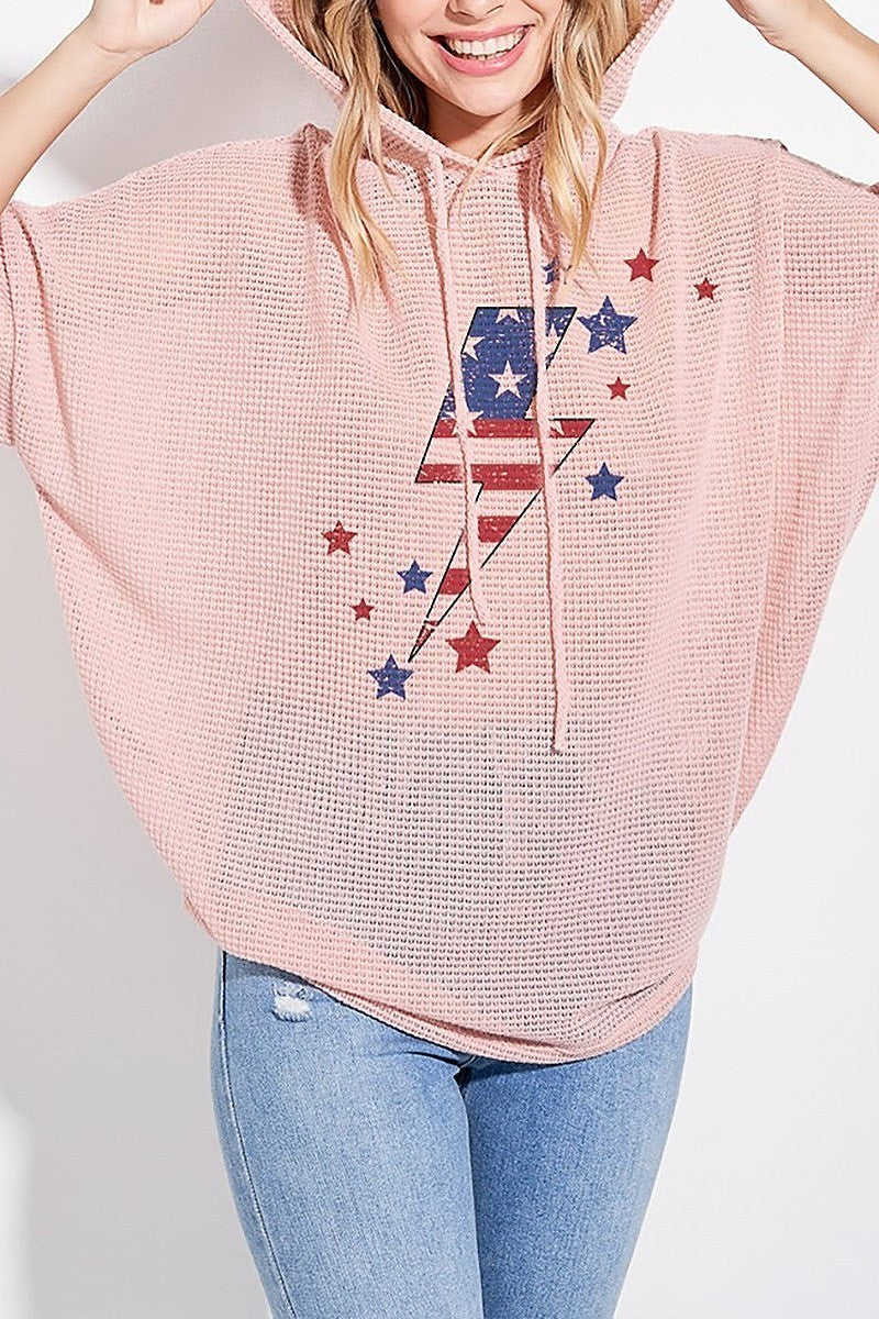 American flag lightning dolman hoodie top (EF5072)