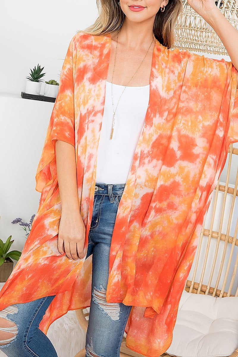 Tie dye bohemiian open front kimono (EF3270)