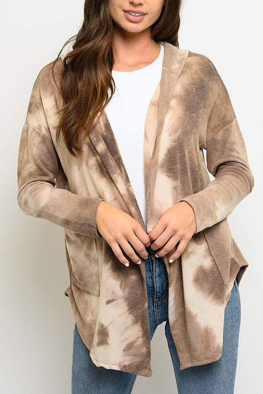 Long sleeve tie dye hoodie cardigan (EDWT3164)