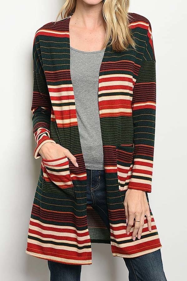 Stripe cardigan with pocket detail (DGS2671-306)