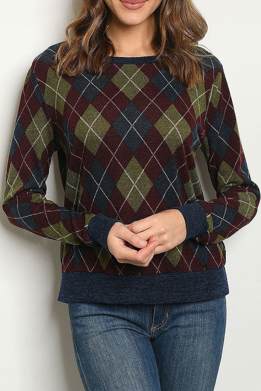 Checkered round neck sweater (DGS4834-LAST)