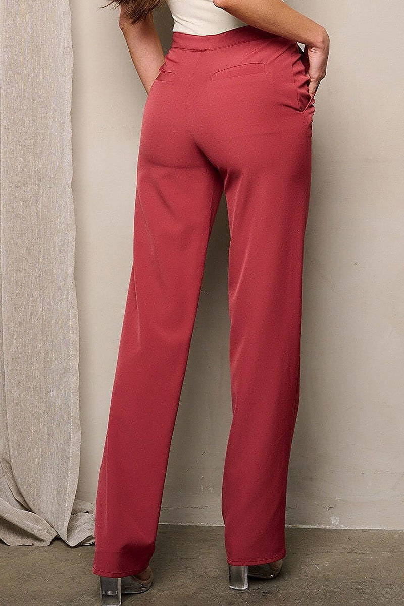 Zip up pockets straight leg pants (EFWT4492)