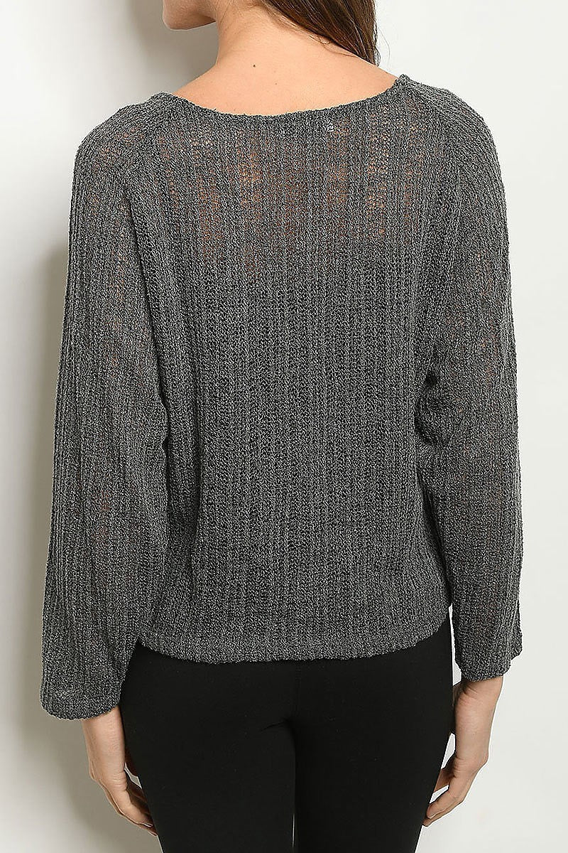 Round neck sheer ribbed sweater (DGS4835)