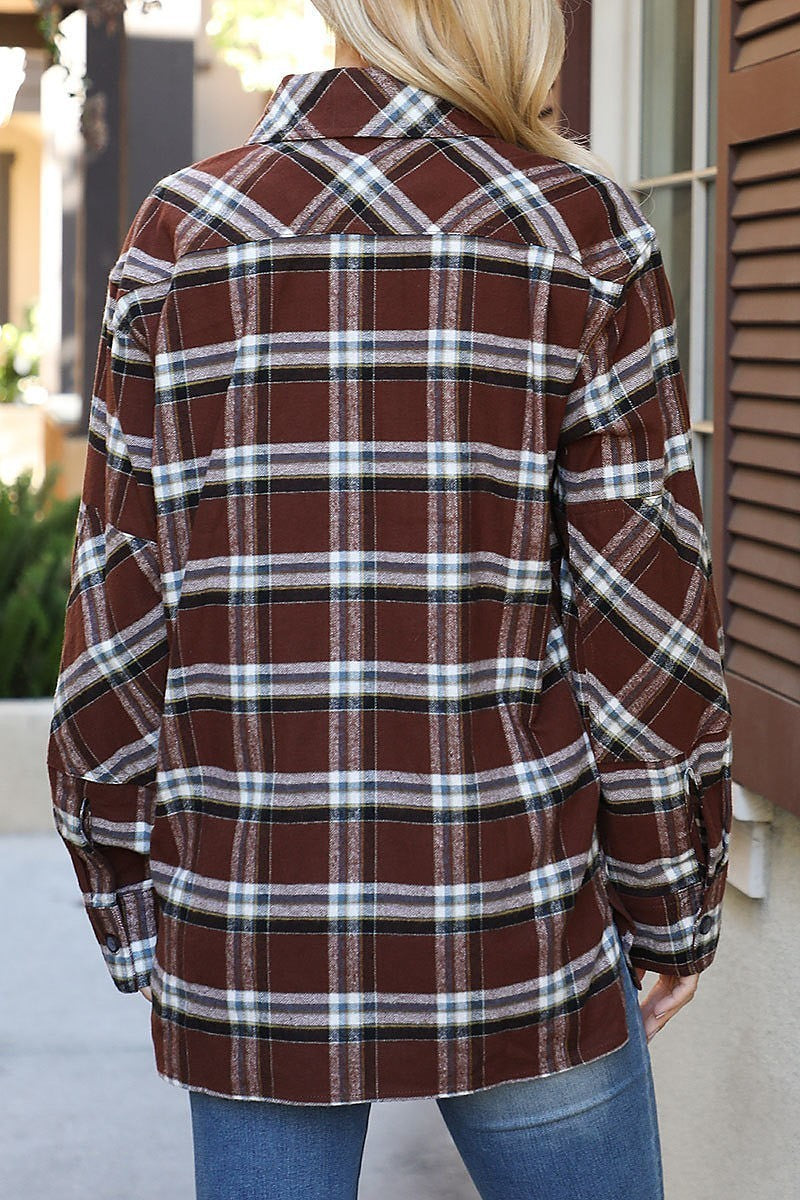 Plaid button detail top (DGS6337)