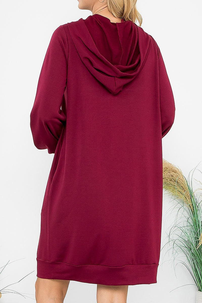 French terry long puff sleeve hoodie dress (DED8952)