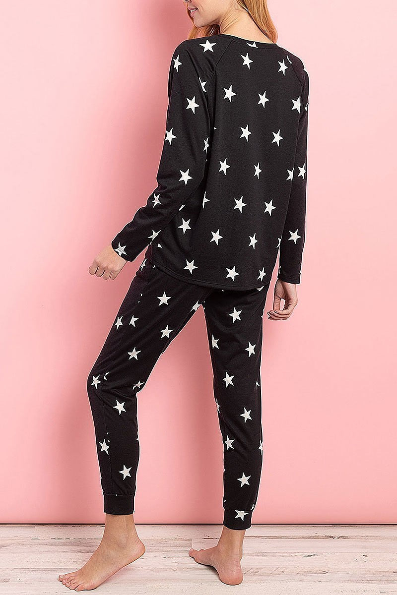 Star print top and pants set (ED8593)