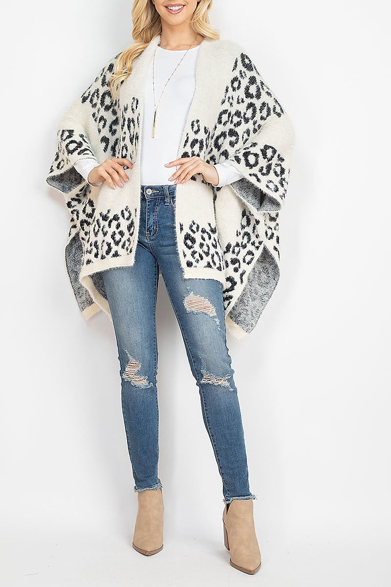 Leopard print sweater kimono (DGS5337)