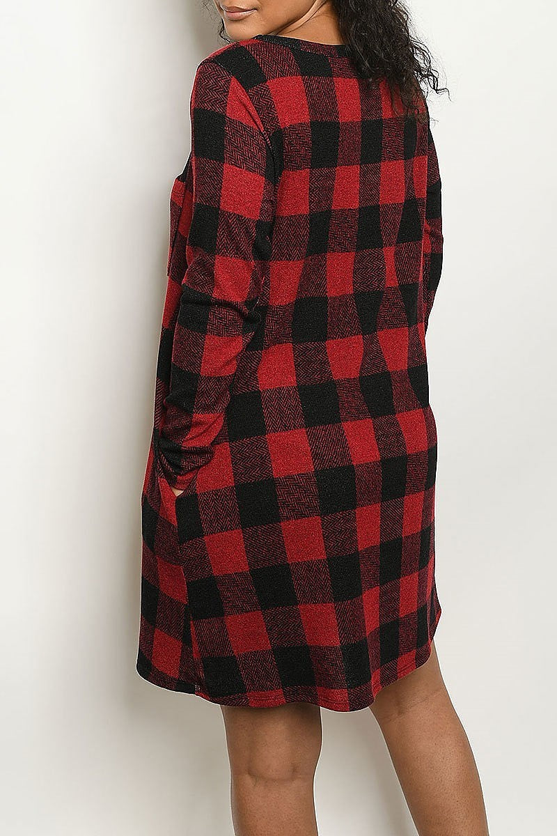 Pocket detail checker tunic dress (DED5545)