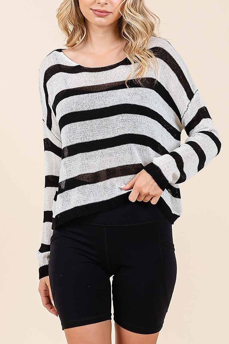 Lightweight striped crop oversized sweater (EDH2300)