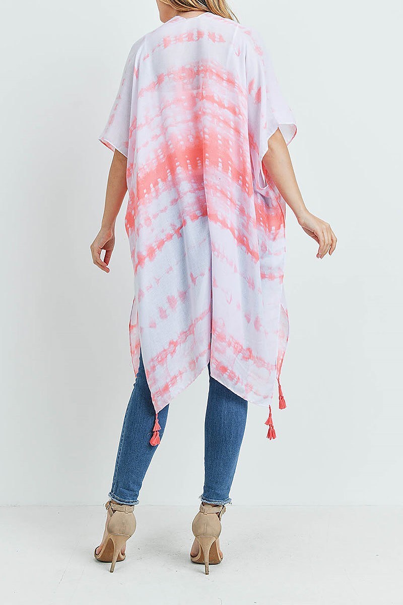 Tie dye dash tassel kimono (EF3505)