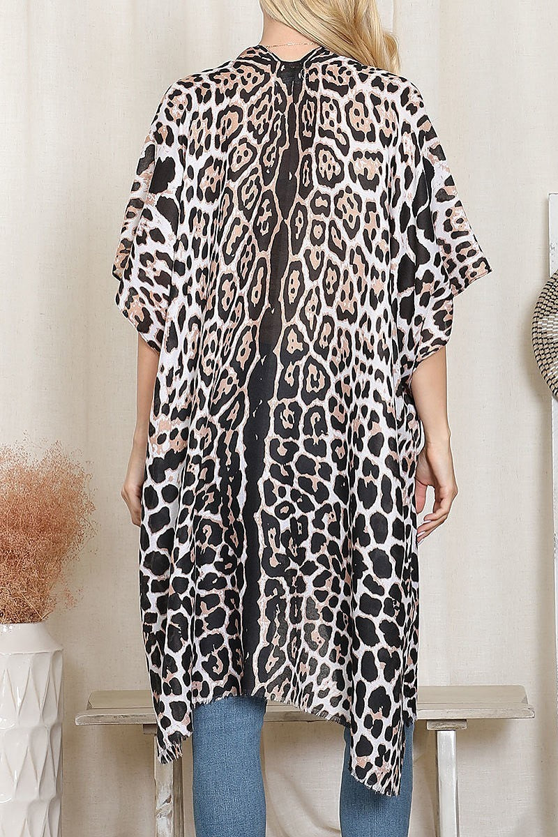 Leopard print gradiant open front kimono (DGS6322)