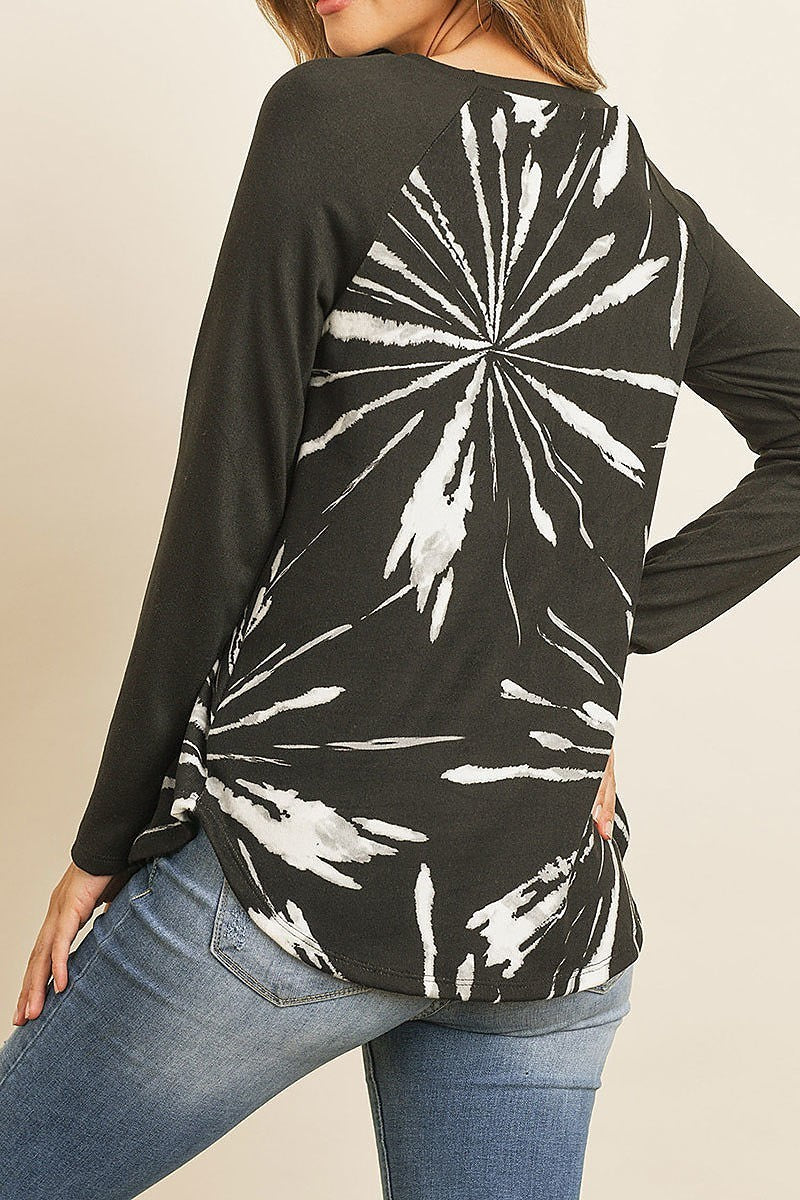 Tie dye print color block top (ED7855-1)