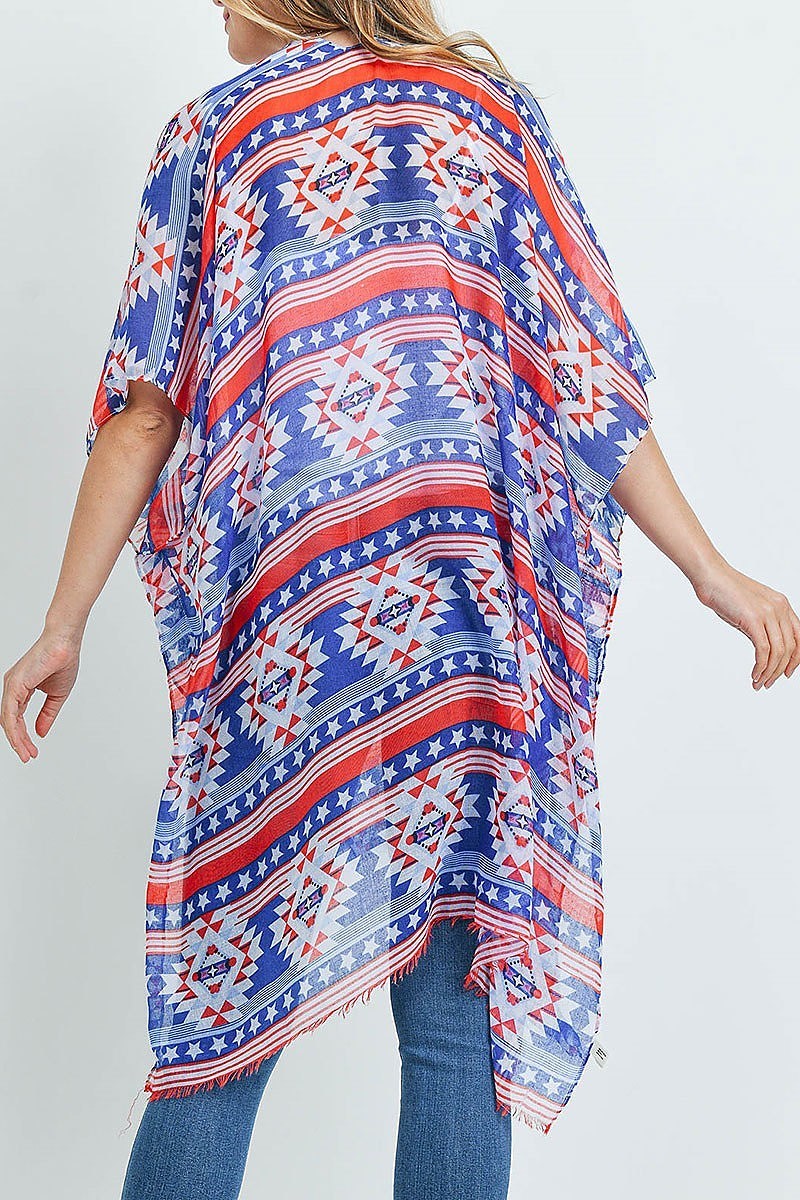 Star and stripe aztec kimono (ED9237)