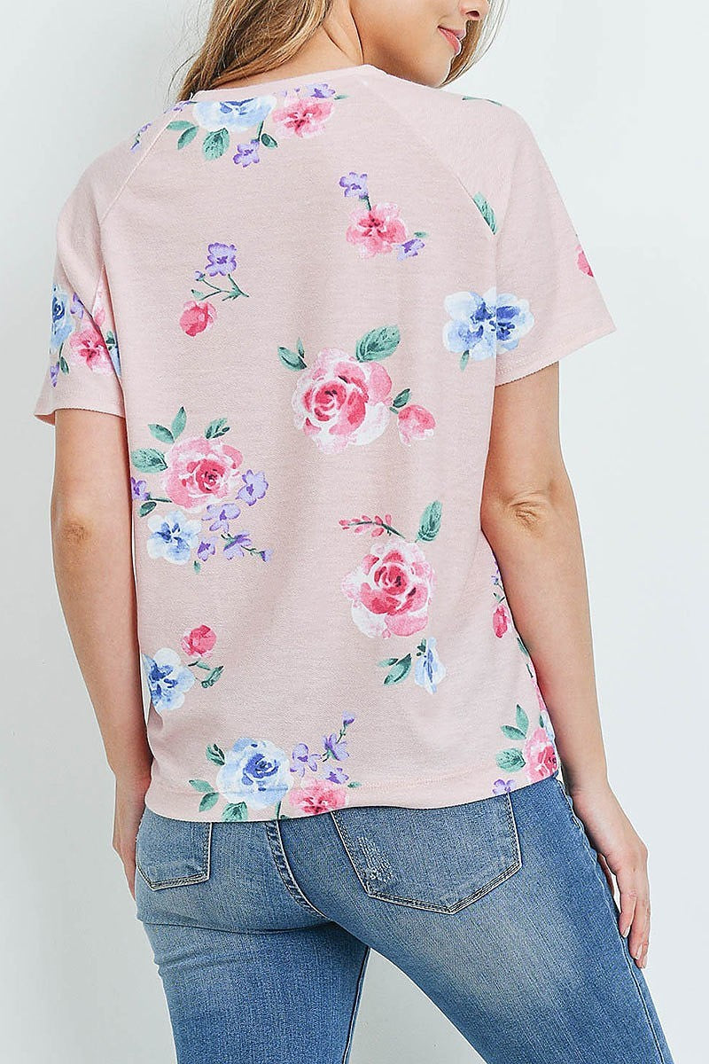 Short sleeves floral print top (ED9314)