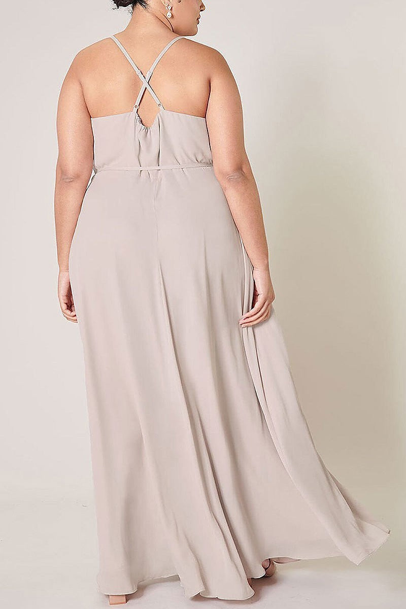 Sleeveless surplice open back maxi dress (EFWT3244)