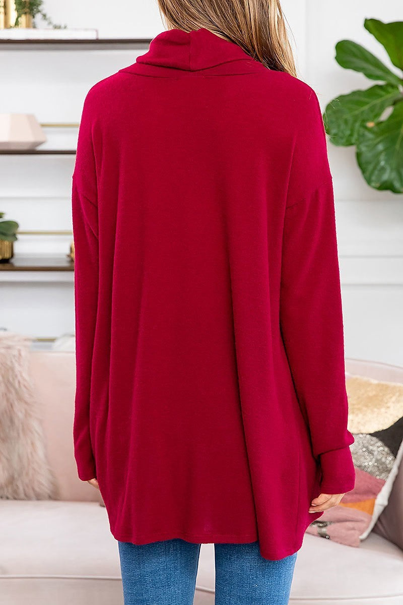 Cowl neck twist front tunic top (ED8080-1)