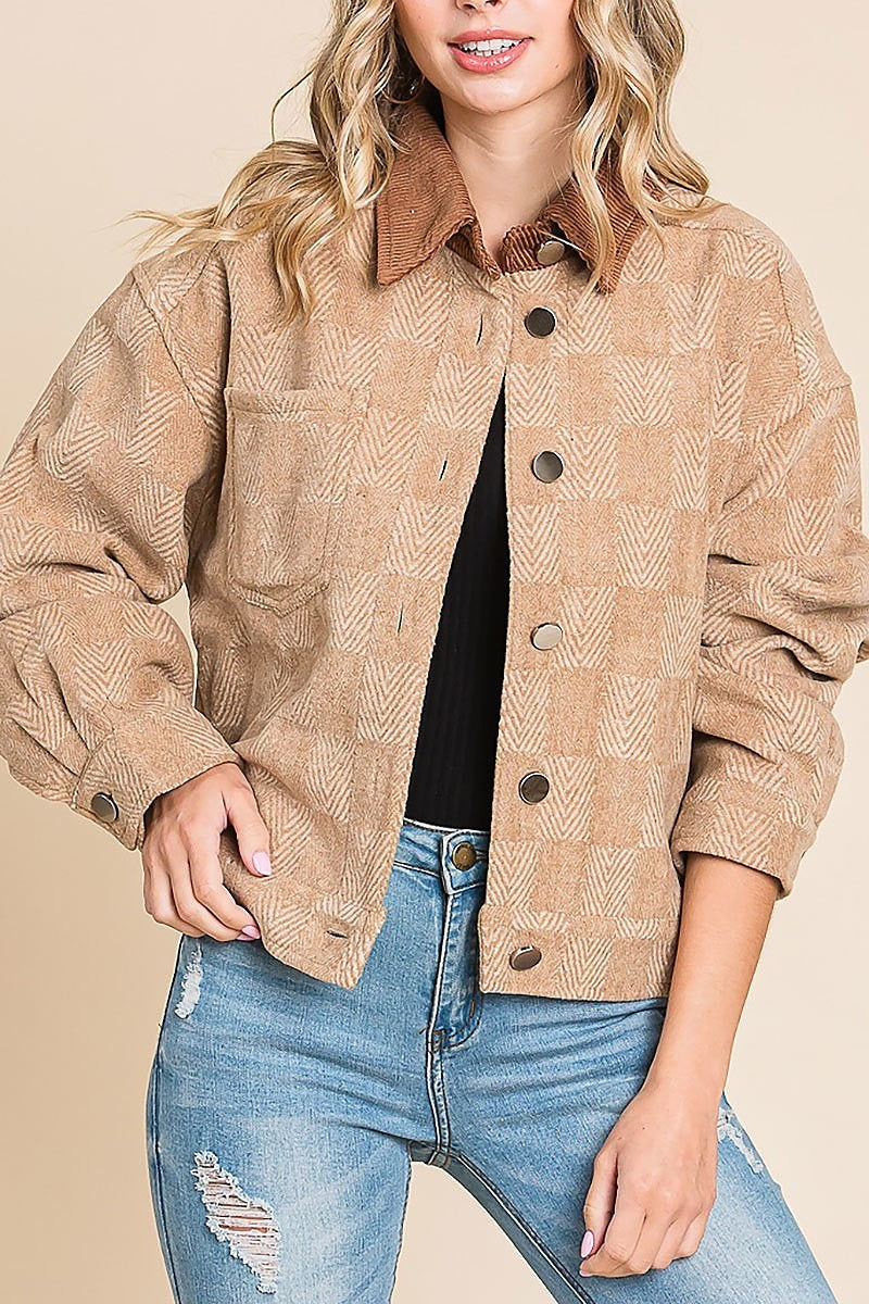 Plaid pattern collared jacket (EDH1883)