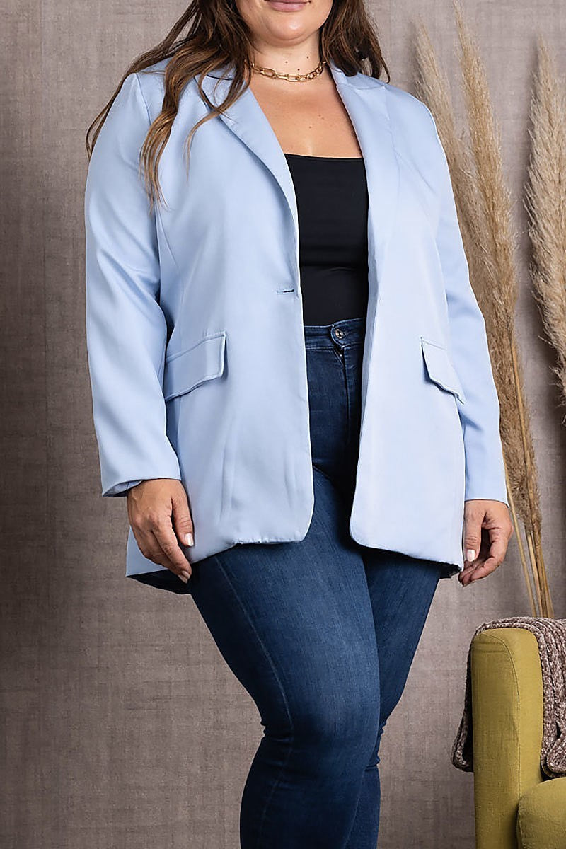 Lapel long sleeves plus size blazer (EDSW3672)