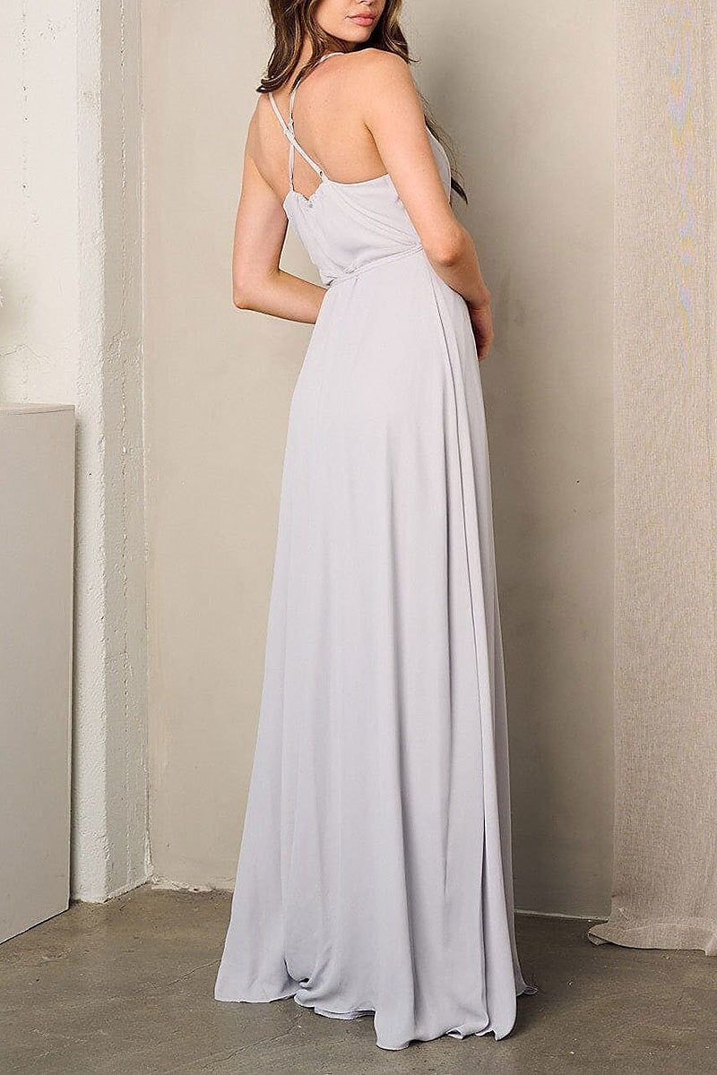 Sleeveless surplice self tie maxi dress (EFWT3240)