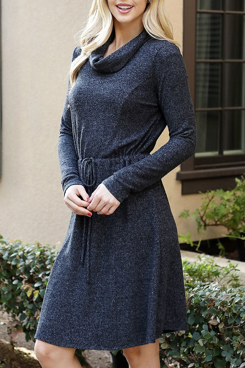 Cowl neck long sleeve dress (DED8946)